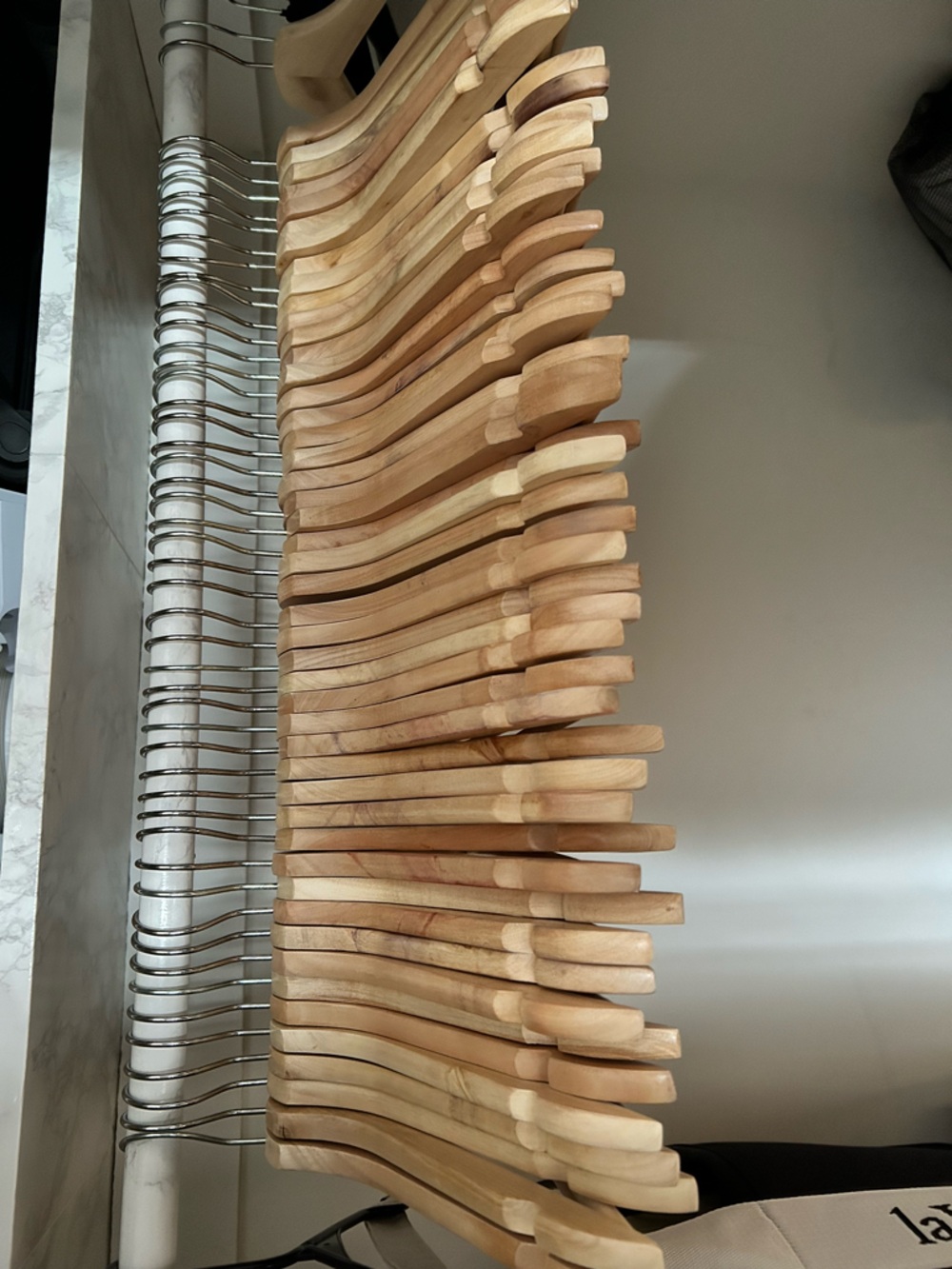 IKEA Wooden Clothes Hangers in Natural Wood and Silver